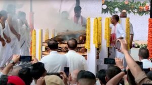 Assamese singer Zubeen Garg bids adieu to his son, a huge crowd gathers to attend the flower-bedecked ambulance.