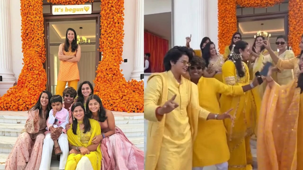 Team Brides had a blast dancing at Smriti Mandhana's Haldi ceremony, with the celebrations taking over social media.
