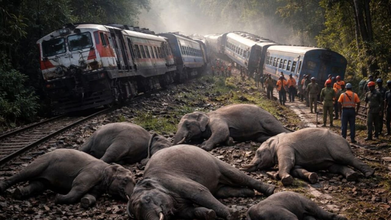 Train derails in Assam, the engine and five coaches of the Sairang-New Delhi Rajdhani Express damaged.