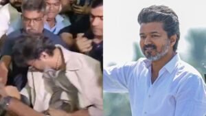 Thalapathy Vijay fell at the airport, causing chaos amidst a crowd of thousands of fans.