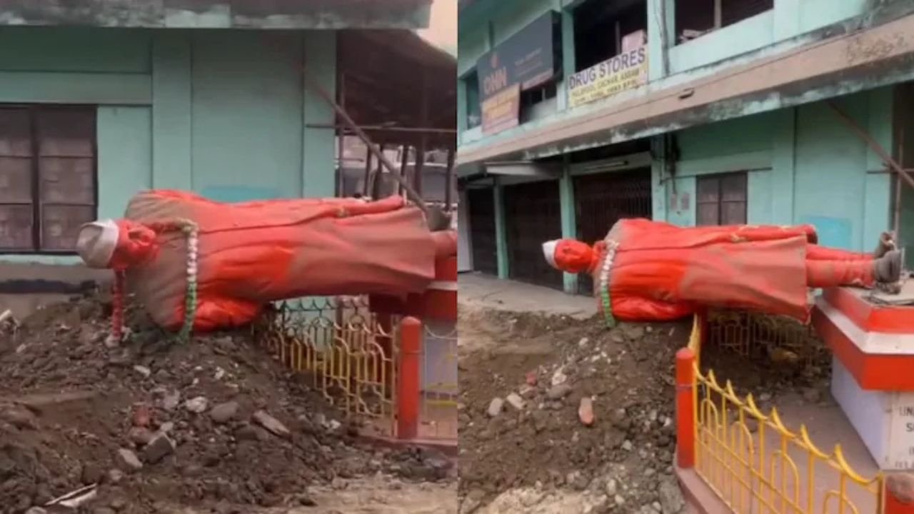 Assam Election Shock: Jawaharlal Nehru Statue Toppled, BJP and RSS Allegedly Involved